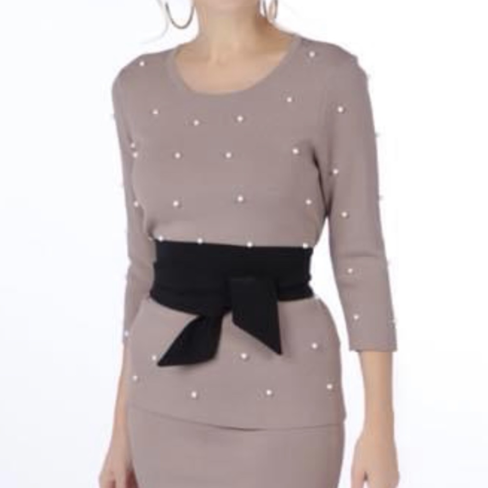 Brian Bailey Pearl Embellished Sweater